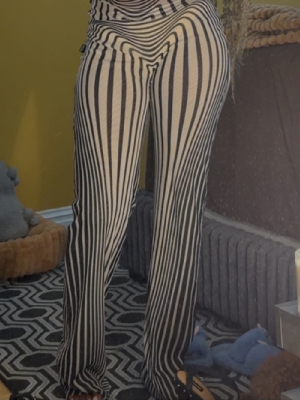 Jean Paul long-sleeve morphing-stripes top & bottom
